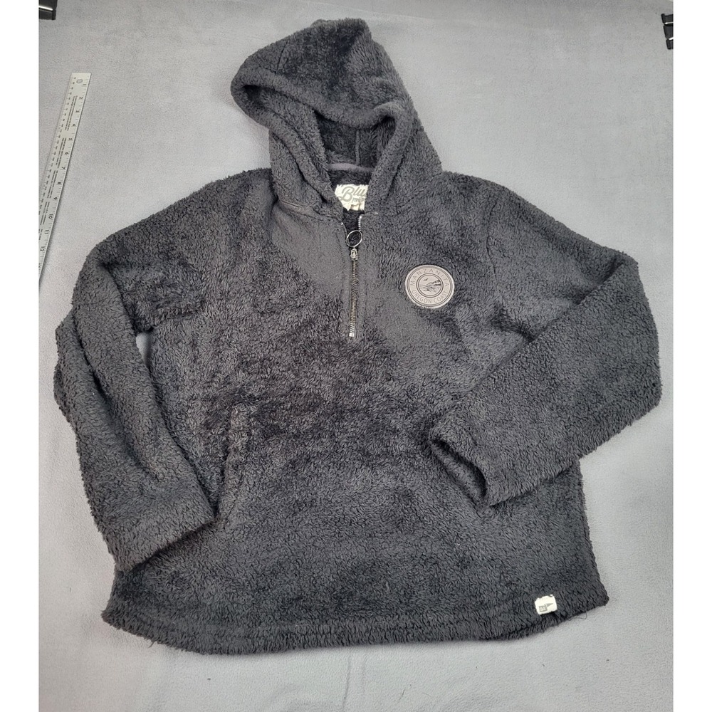 Blue 84 Manzanita Oregon‎ Coast Fleece Womens Medium Black Quarter Zip Hoodie